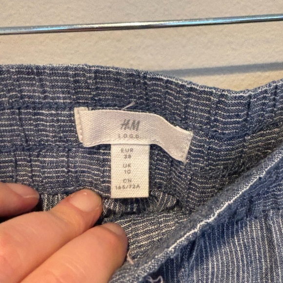 H&M Blue and White Cropped Wide Leg Pants - 6 - Picture 3 of 5